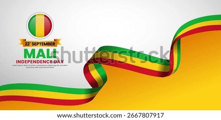 Mali independence day banner background september 22 design element with waving ribbon flag
