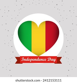 Mali Independence Day With Heart Emblem Design