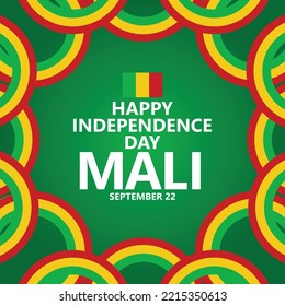 Mali independence day vector template with colorful ribbon flags. African country public holiday celebrated annually on September 22.
