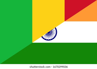 mali and india flags. vector background