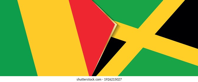 Mali and Jamaica flags, two vector flags symbol of relationship or confrontation.
