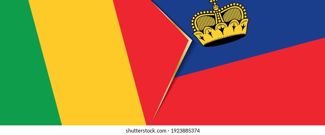 Banderas de Malí y Liechtenstein, dos banderas vectoriales símbolo de relación o enfrentamiento.