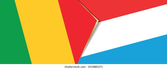 Mali und Luxemburg Flaggen, zwei Vektorflaggen Symbol für Beziehung oder Konfrontation.