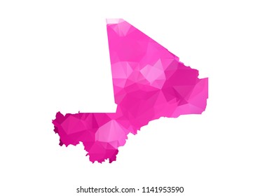mali Map - Abstract geometric rumpled triangular low poly style gradient graphic on white background , line dots polygonal design for your . Vector illustration