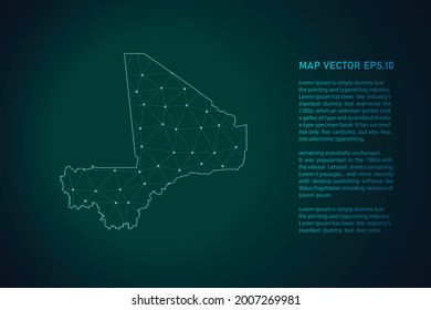 mali map. Abstract mash line and point scales on dark background . 3D mesh polygonal network line, design sphere, dot and structure. Vector illustration eps 10.