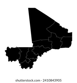 Mali-Karte mit Verwaltungsabteilungen. Vektorgrafik.