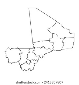 Mali map with administrative divisions. Vector illustration.