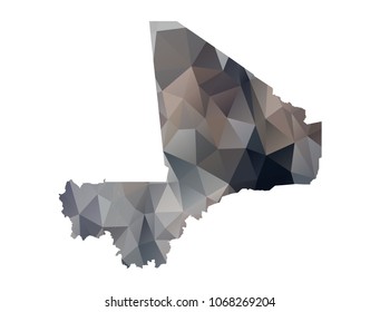 mali map - Black, grey, geometric rumpled low poly style gradient graphic background, polygonal design for your. Vector illustration eps 10.