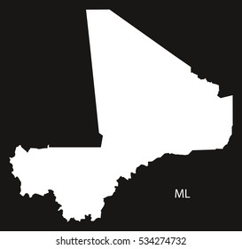 Mali Map black and white illustration