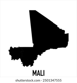 mali Map - black World Map International vector template with High detailed isolated on white background - Vector