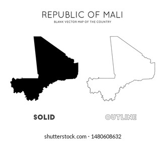 Mali map. Blank vector map of the Country. Borders of Mali for your infographic. Vector illustration.