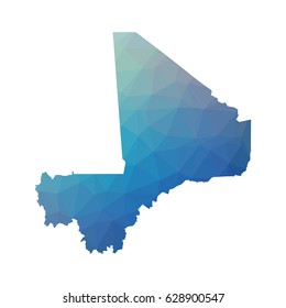 Mali map - blue geometric rumpled triangular low poly style gradient graphic background , polygonal design for your vector illustration eps 10.