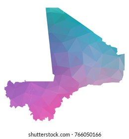 mali map. Blue and Pink polygonal shape vector illustration on white background. Vector illustration eps 10.