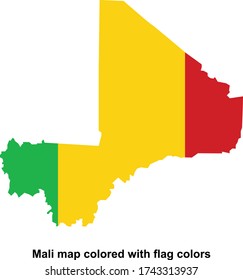 Mapa de Mali coloreado con colores de bandera ilustración vectorial aislada