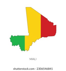 Mali map and flag. Detailed silhouette vector illustration