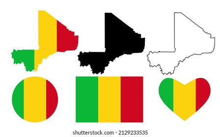 mali map flag icon set