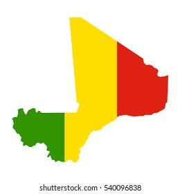 Mali map and flag in white background