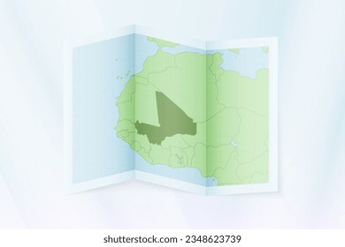 Mali map, folded paper with Mali map. Vector illustration.
