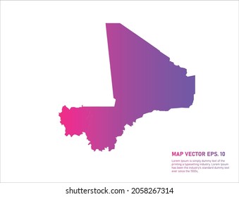 Mali map gradient color . on white background. 