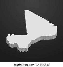 Mali map in gray on a black background 3d