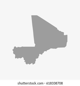 Mali map in gray on a white background