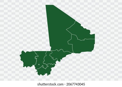 Mali Map Green Color on Background