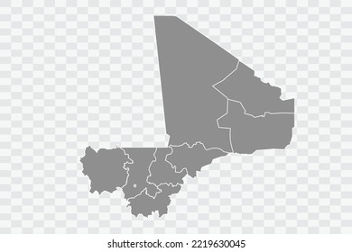 Mali Map grey Color on White Background  Png