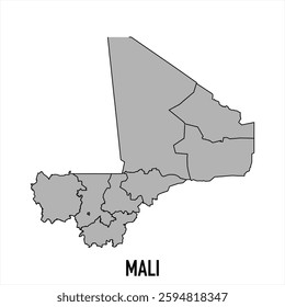 Mali map in grey style isolated on white background. Vector illustration