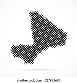 Mali map in halftone. Dotted illustration isolated on a white background. Vector illustration.