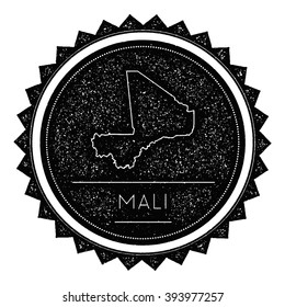 Mali Map Hipster Stamp with Retro Vintage Styled Design. Hipster Grungy Stamp of Mali Map Vector Illustration. Mali Round Sticker.