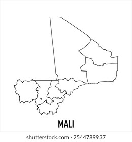 mali map icon isolated on white background. Outline map. Simple line icon. Vector illustration