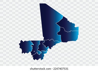 Mali Map indigo Color on White Background quality files png