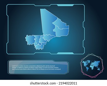 Mali Map Infographic Technology Blue Color Element Collection Background