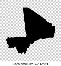 Mali map isolated on transparent background. Black map for your design. Vector illustration, easy to edit.