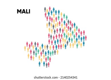 Mali Map made by a group of people, Population. Globalization. People from different countries