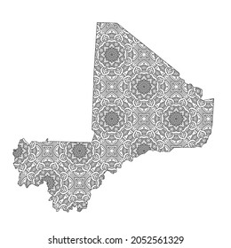Mali map with mandala Design. Vector Illustration