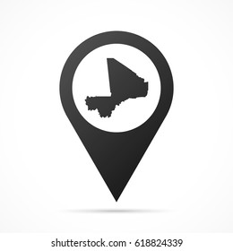 Mali Map on location pin. Map pointer isolated on a white background.
Conceptual vector illustration.
