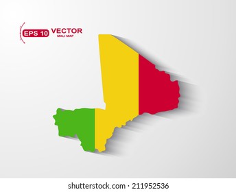 Mali map with shadow effect