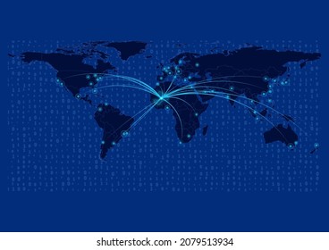 Mali map for technology or innovation or export concepts. Connections of the country to major cities around the world. File is suitable for digital editing and prints of all sizes.