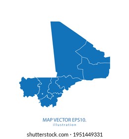 mali map vector EPS.10 blue color. on white background .