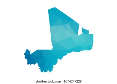 Mali map vector illustration in polygonal style,Low poly design on white background