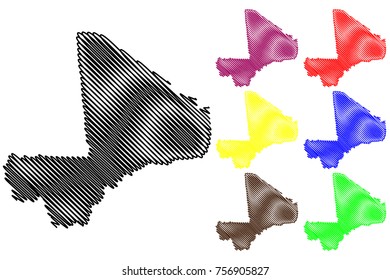 Mali map vector illustration, scribble sketch Republic of Mali