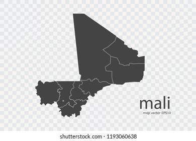 Mali-Karte-Vektorillustration einzeln auf transparentem Hintergrund.