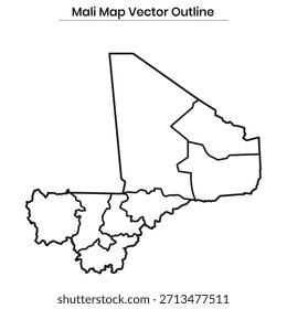Mali Map Vector Outline Country Border
