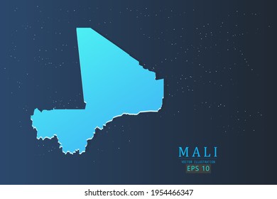 Mapa de Mali - Mapa mundial de la plantilla de vector internacional con 3d, color azul gradiente y estrellas aisladas en el fondo de la galaxia - Ilustraciones vectoriales 10