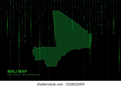 Mali Map - World Map International vector template with Matrix green binary computer code background including light for design, website, hacker concept - Vector illustration eps 10