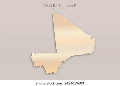 Mali Map - World map International vector template with 3D, gold luxury design including shadow on bright background for design, education, website, infographic - Vector illustration eps 10