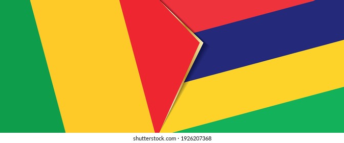 Mali and Mauritius flags, two vector flags symbol of relationship or confrontation.
