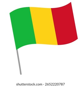 Bandeira nacional do Mali flutua com mastro