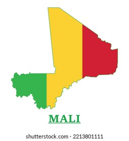 Mali National Flag Map Design, Illustration Mali Country Flag in der Karte 
